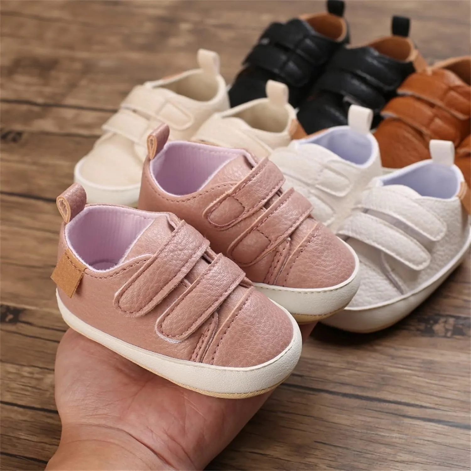 Baby Boys Girls First Walking Shoes Infant Non-Slip PU Leather Sneakers Toddler Newborn Loafers Shoes Infant Size 2