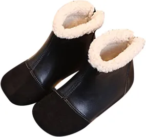 Baby Christmas Boots Fashion Winter Children Boots Boys And Girls Ankle Boots Flat Bottom Flat Heel (Black, 8.5 Toddler)