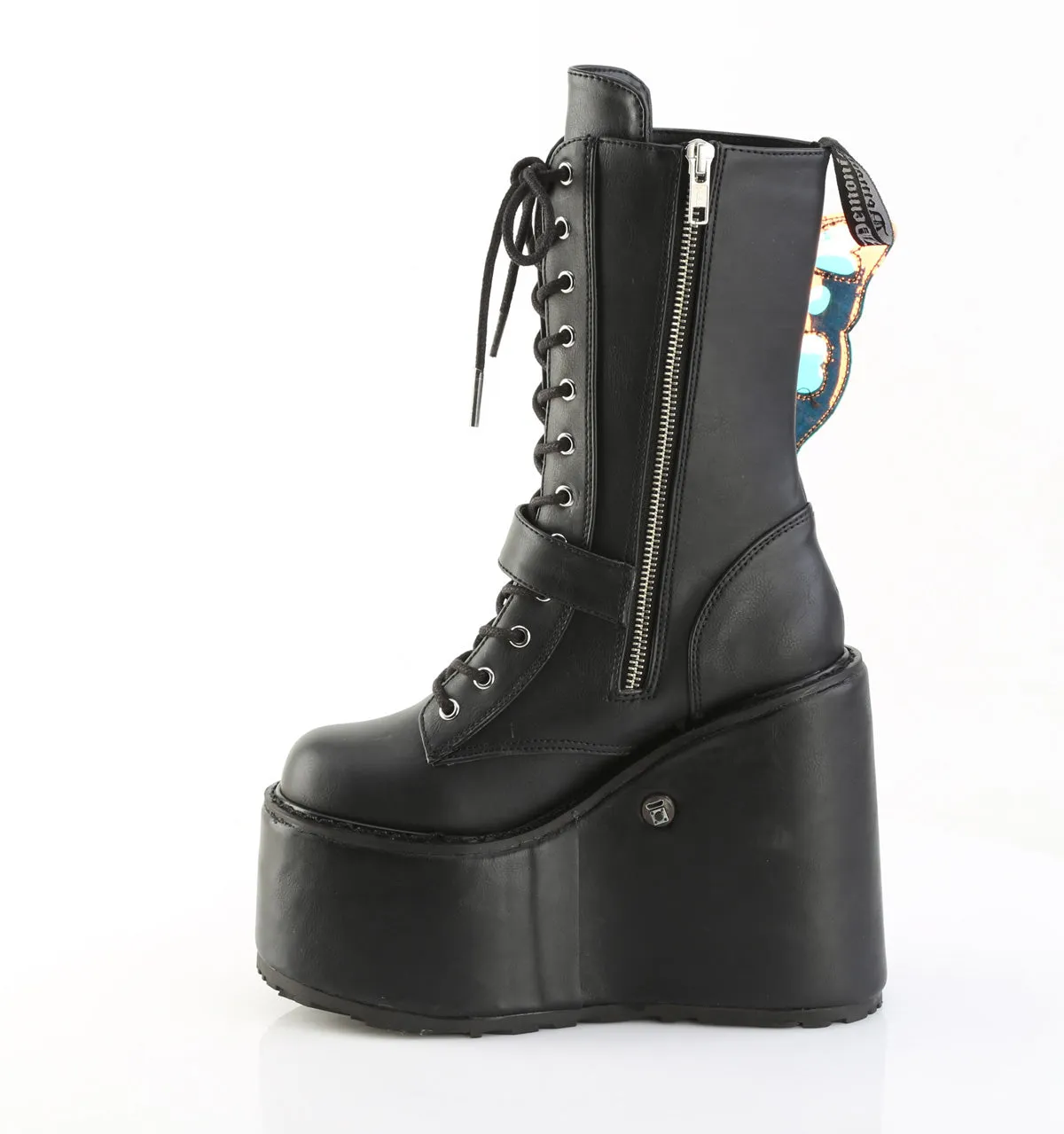 BLAZE-158 DemoniaCult Black Vegan Leather Sexy Women's Mid-Calf & Knee High Boots (Alternative Footwear)