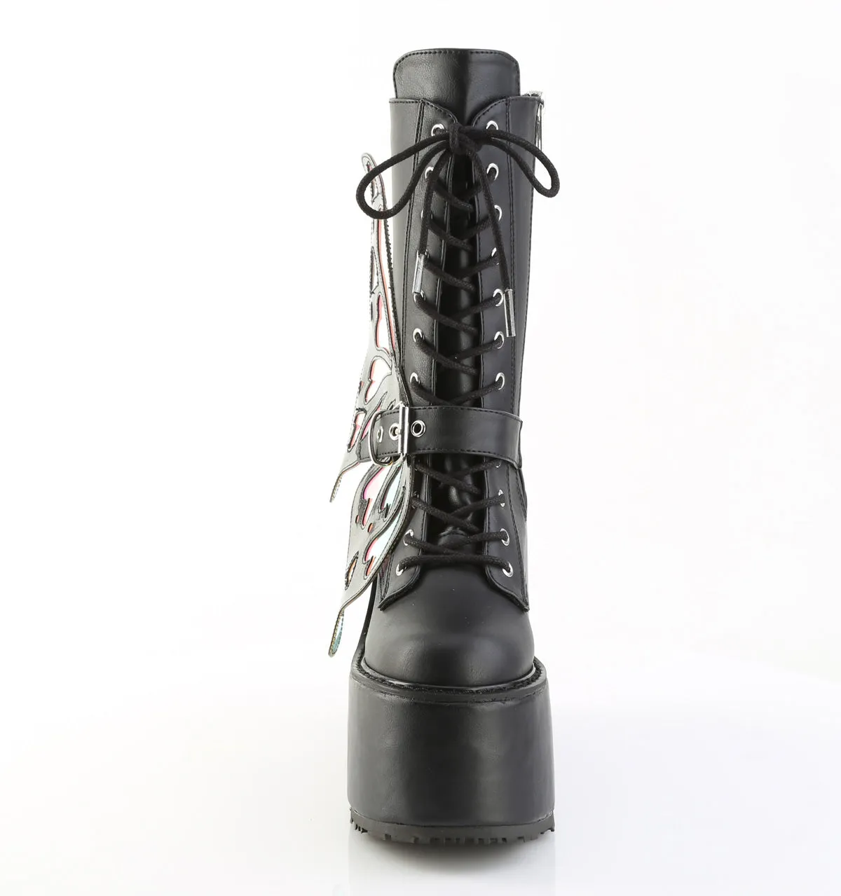 BLAZE-158 DemoniaCult Black Vegan Leather Sexy Women's Mid-Calf & Knee High Boots (Alternative Footwear)