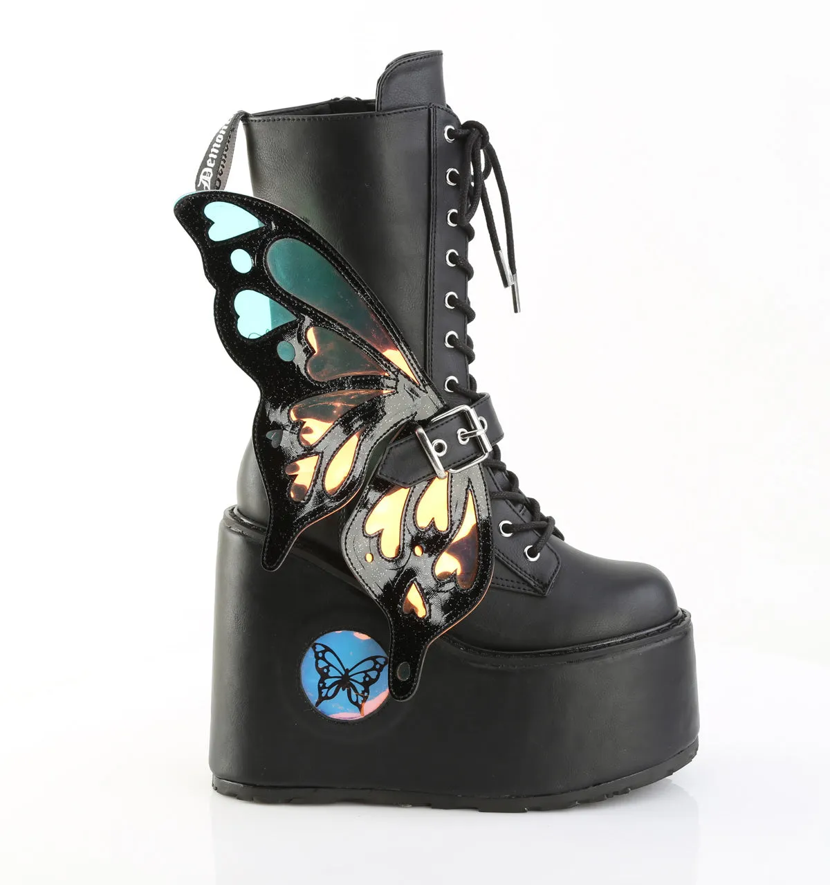 BLAZE-158 DemoniaCult Black Vegan Leather Sexy Women's Mid-Calf & Knee High Boots (Alternative Footwear)