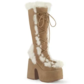 CAMEL-311 DemoniaCult Camel Vegan Suede Sexy Women's Mid-Calf & Knee High Boots (Alternative Footwear)