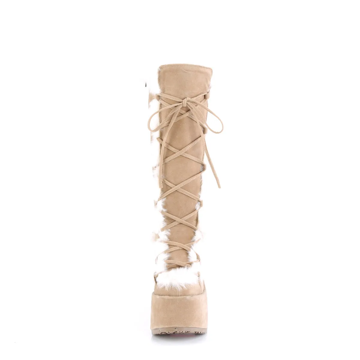 CAMEL-311 DemoniaCult Camel Vegan Suede Sexy Women's Mid-Calf & Knee High Boots (Alternative Footwear)