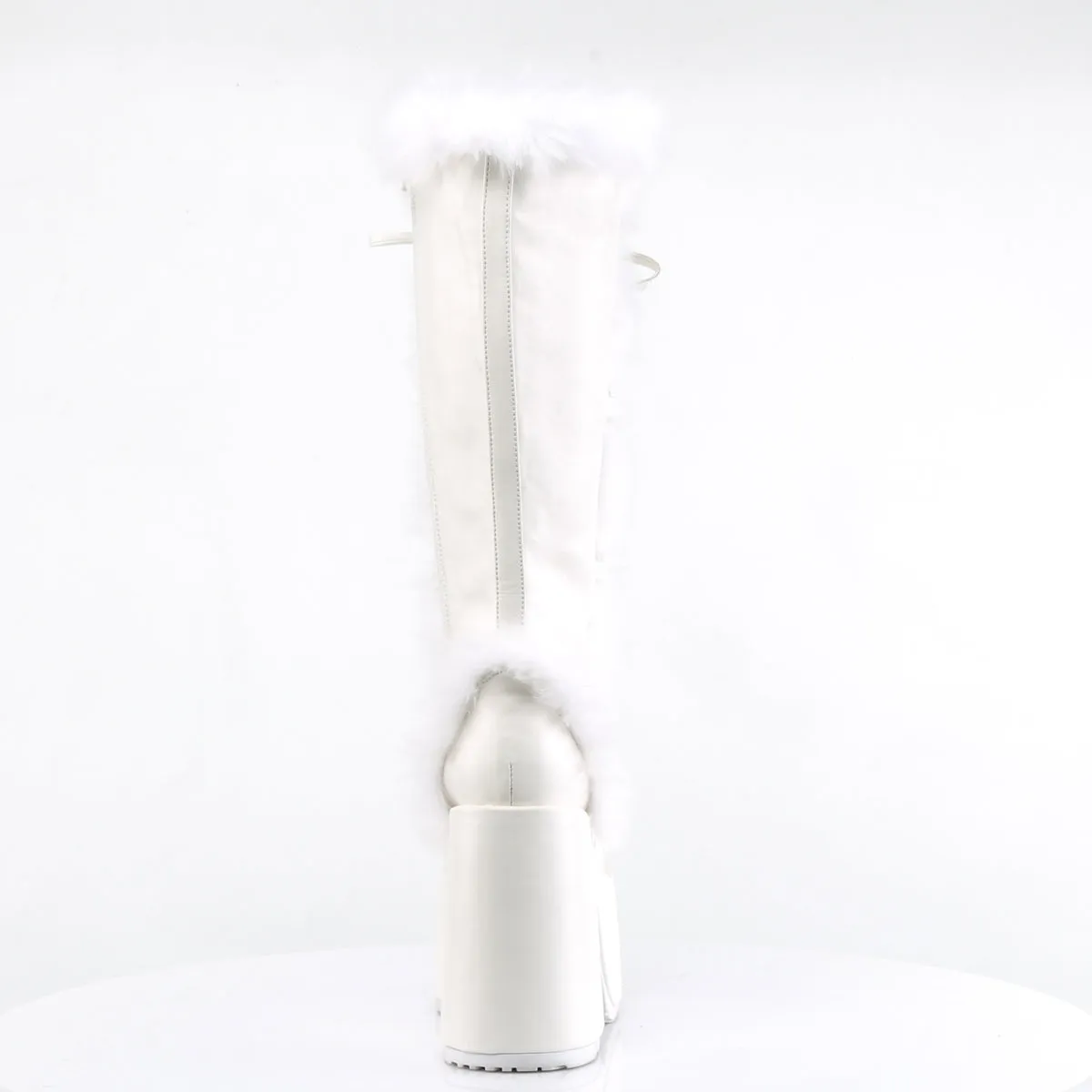 CAMEL-311 DemoniaCult White Vegan Leather Sexy Women's Mid-Calf & Knee High Boots (Alternative Footwear)