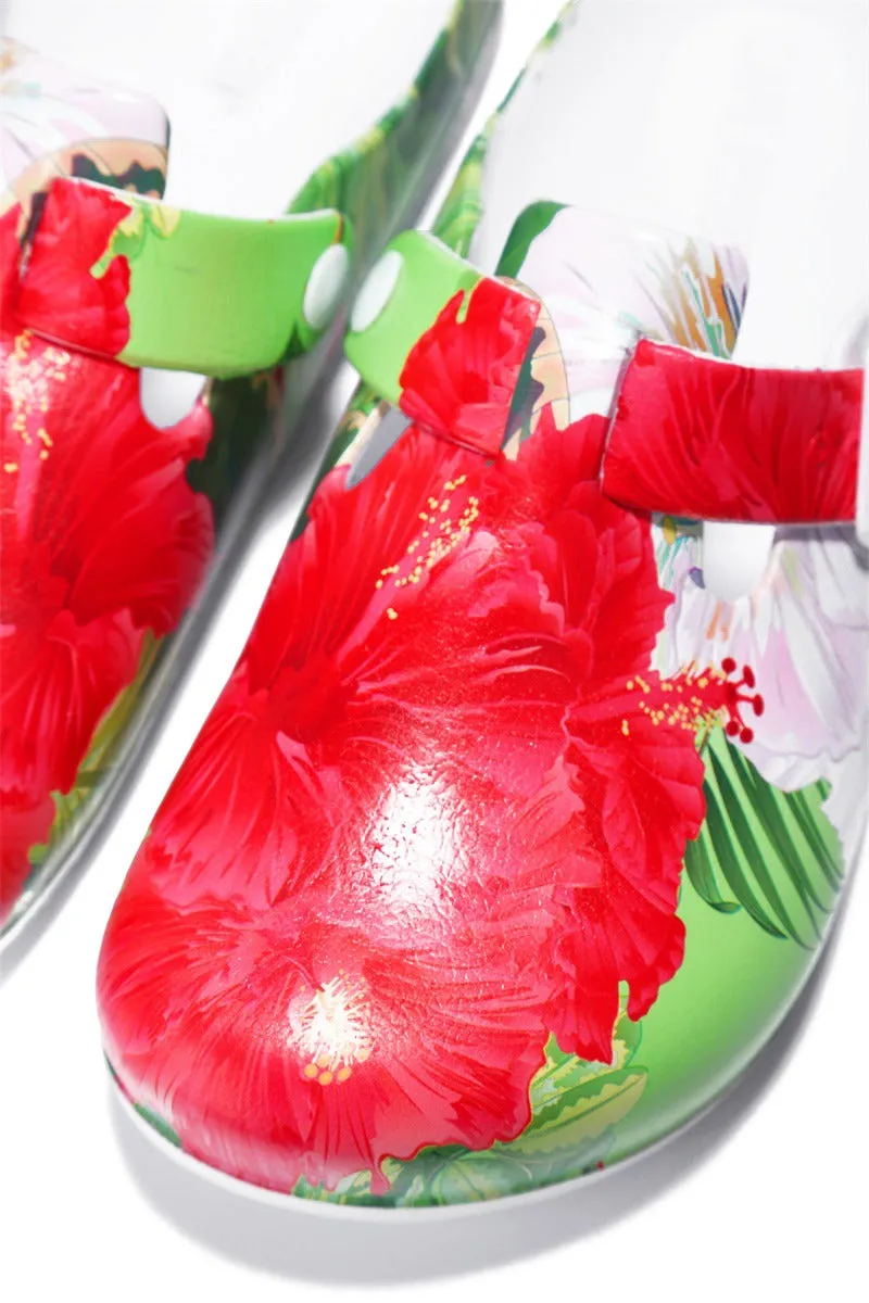 Cape Robbin Koosh Multi Color Floral Comfort Garden Mules Slip On Rubber Slide