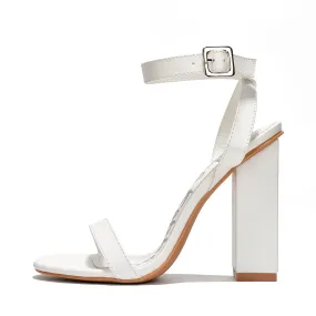 Cape Robbin Maria-2 White Block High Heel Transparent Open Toe Fashion Pumps