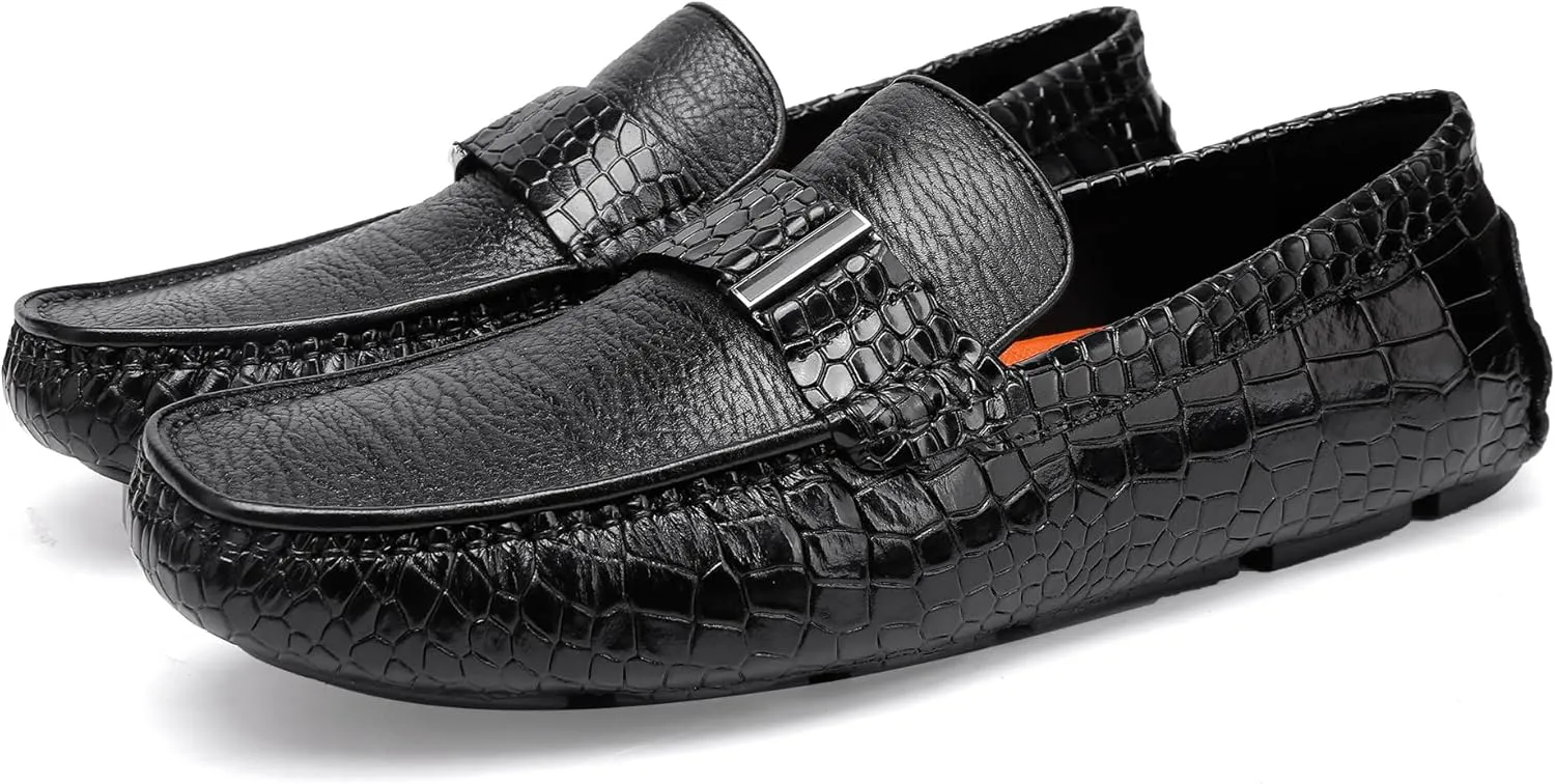 Casual Men's Leather Driving Loafer Casual Metal Buckle Business Penny Loafer Shoes Party Wedding Driving Moccasin
