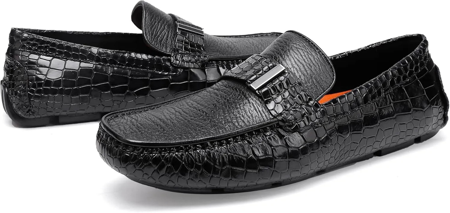 Casual Men's Leather Driving Loafer Casual Metal Buckle Business Penny Loafer Shoes Party Wedding Driving Moccasin