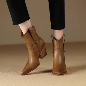 Casual Pointed Toe Short Heel Western Cowboy Boots