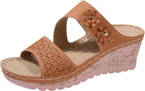 Comfortable Sandals for Women Non Slip Soft Insole Wedge Sandals Summer Cutout Slingback Slippers Lightweight Retro Bohemian Wedge Slippers for All Occasions: Casual, Work, Party
