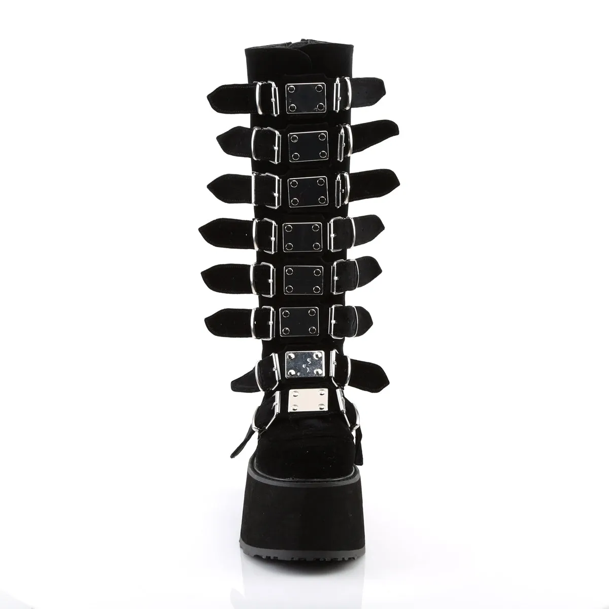 DAMNED-318 DemoniaCult Black Velvet Sexy Women's Mid-Calf & Knee High Boots (Alternative Footwear)