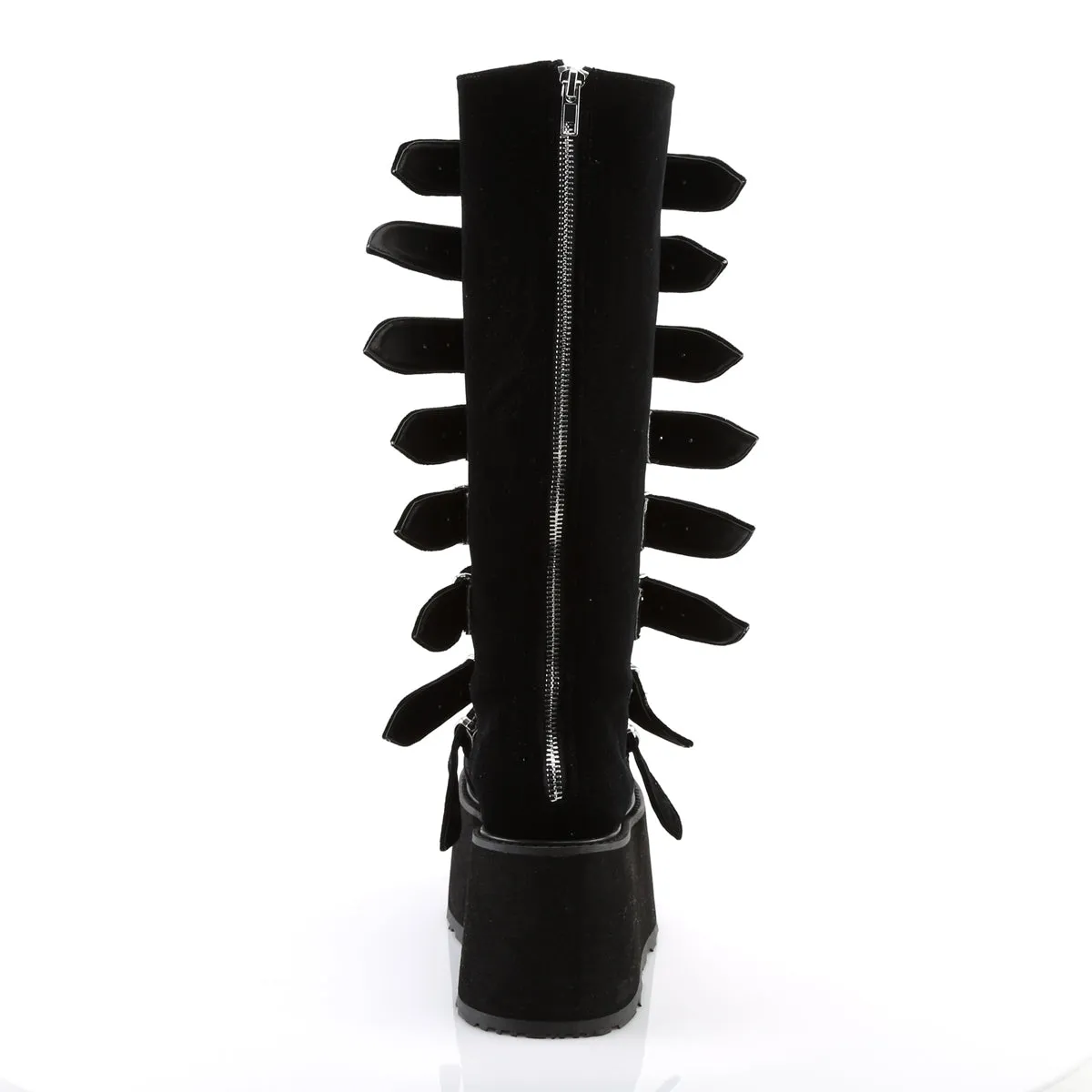 DAMNED-318 DemoniaCult Black Velvet Sexy Women's Mid-Calf & Knee High Boots (Alternative Footwear)