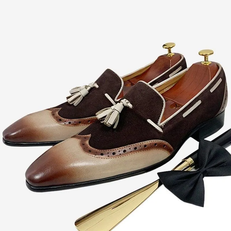 DAO Men's Italian Style Mixed Color Leather Loafers