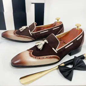 DAO Men's Italian Style Mixed Color Leather Loafers