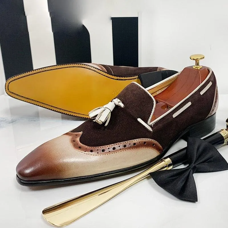 DAO Men's Italian Style Mixed Color Leather Loafers