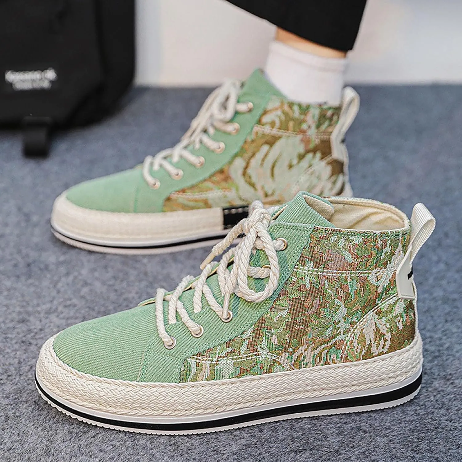 DIYCAM Men's High-Top Casual Canvas Classic Comfortable Sneaker or Fashion Tennis Shoe Casual Skate Shoes Lace Up Walking Shoes Boy's Casual Outdoor Youth Shoes