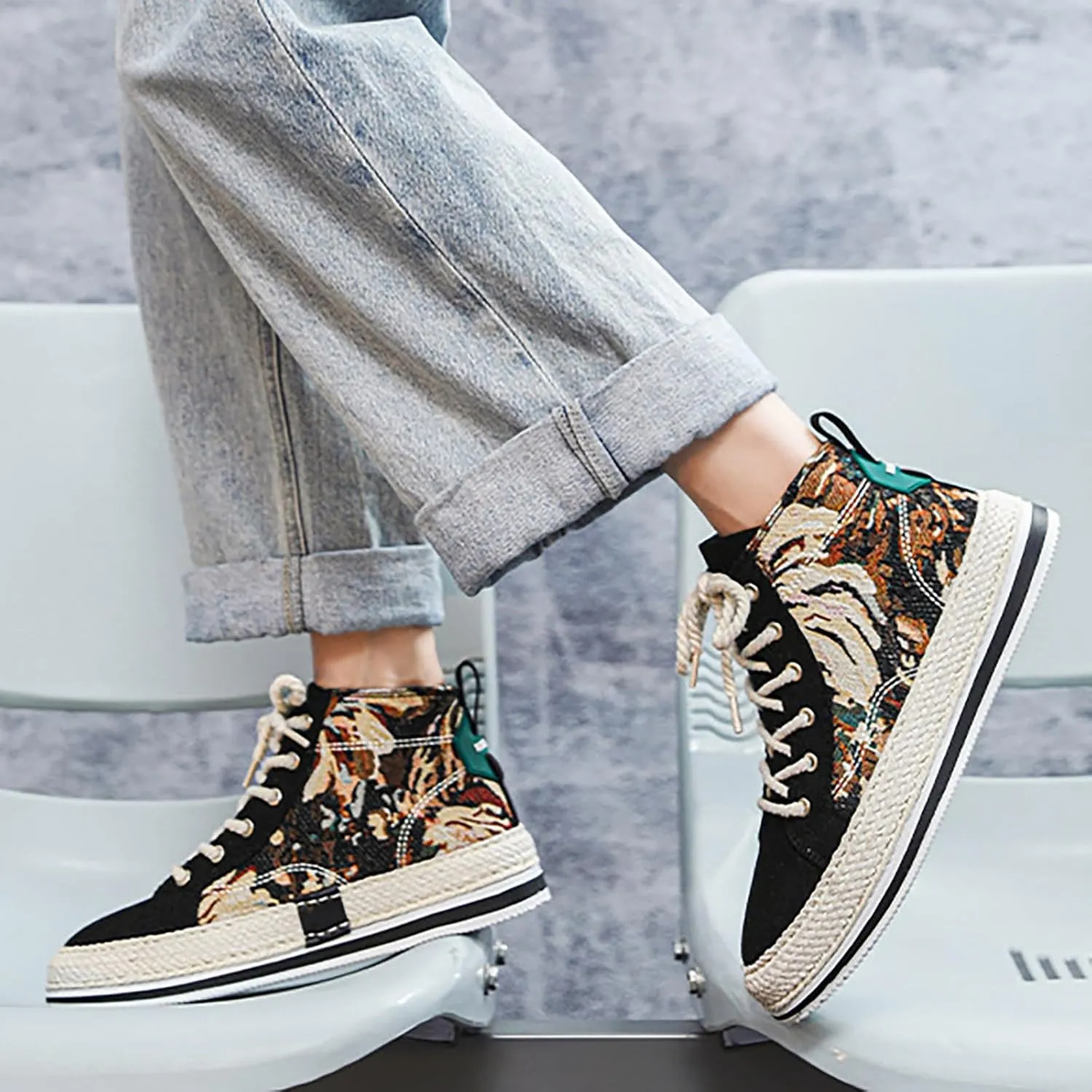 DIYCAM Men's High-Top Casual Canvas Classic Comfortable Sneaker or Fashion Tennis Shoe Casual Skate Shoes Lace Up Walking Shoes Boy's Casual Outdoor Youth Shoes