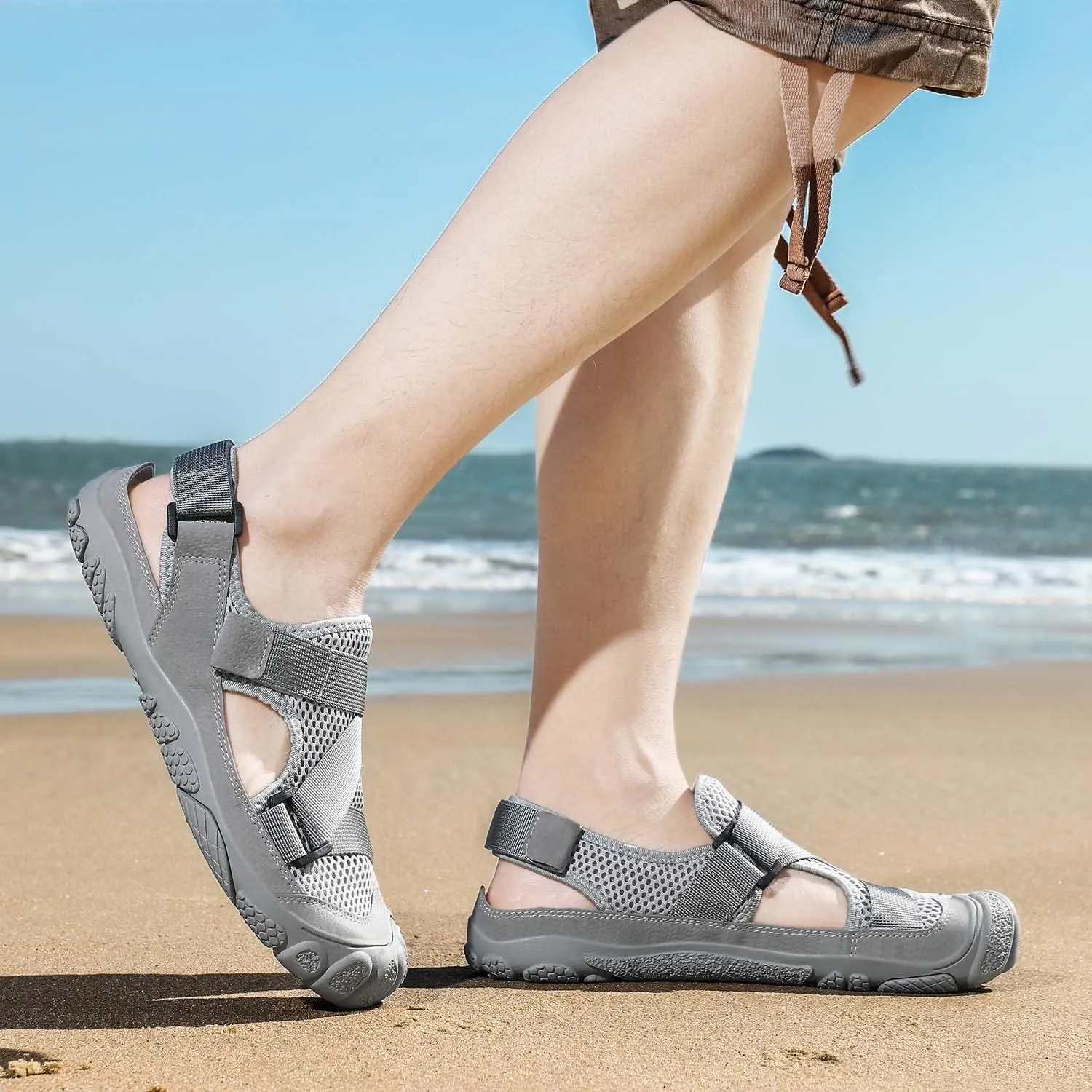 Eliogn Wading Shoes for Men Fashion Non-Slip Beach Sports Sandals Comfortable Outdoor Sports Hiking Camp Shoes Summer Lightweight Water Shoes