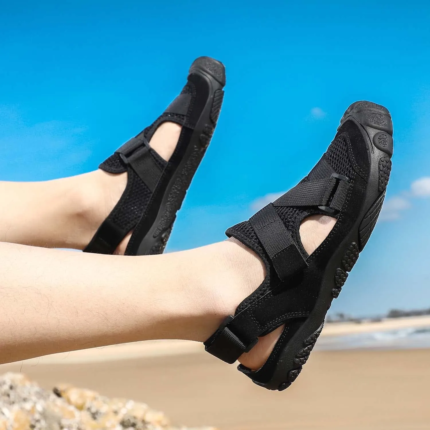 Eliogn Wading Shoes for Men Fashion Non-Slip Beach Sports Sandals Comfortable Outdoor Sports Hiking Camp Shoes Summer Lightweight Water Shoes