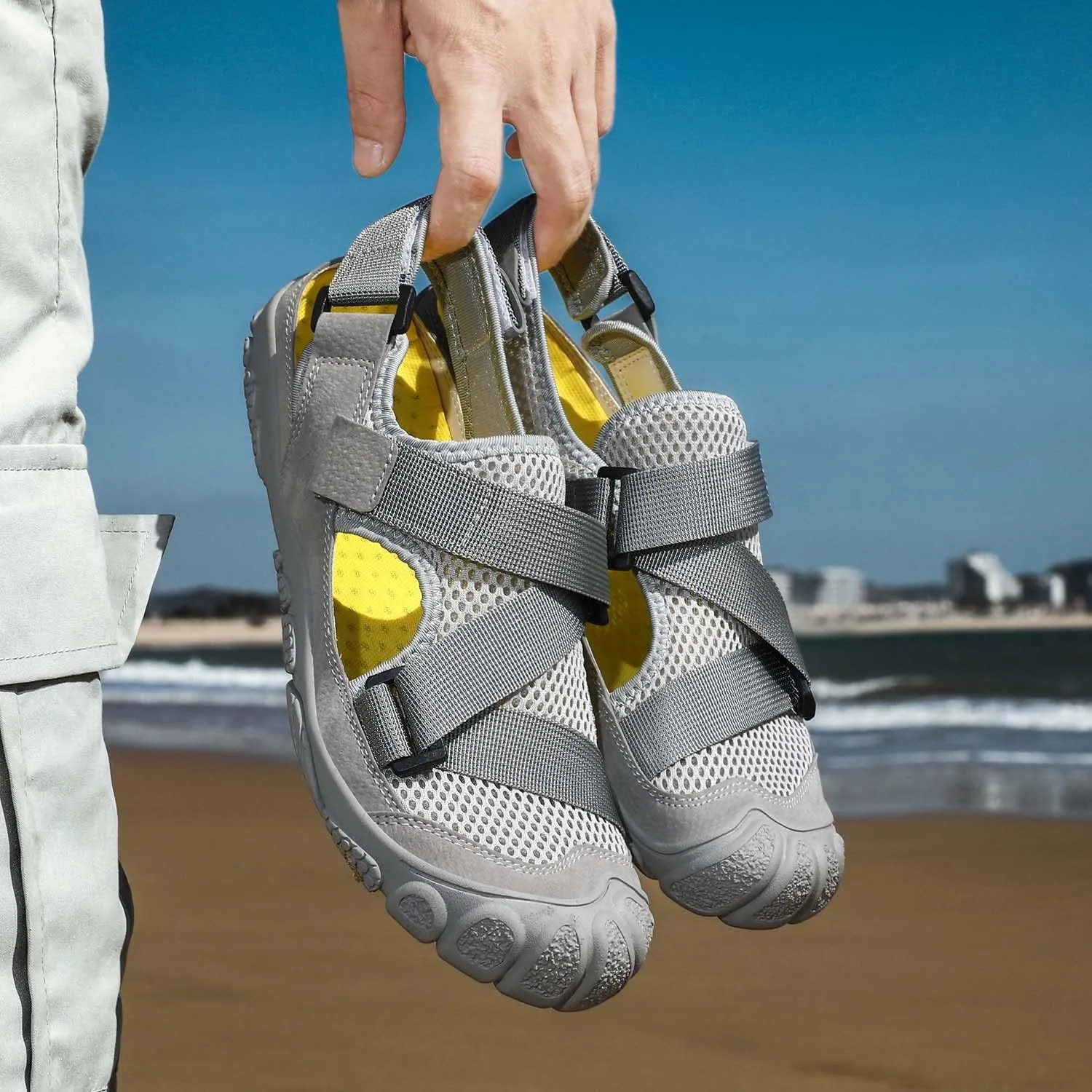 Eliogn Wading Shoes for Men Fashion Non-Slip Beach Sports Sandals Comfortable Outdoor Sports Hiking Camp Shoes Summer Lightweight Water Shoes