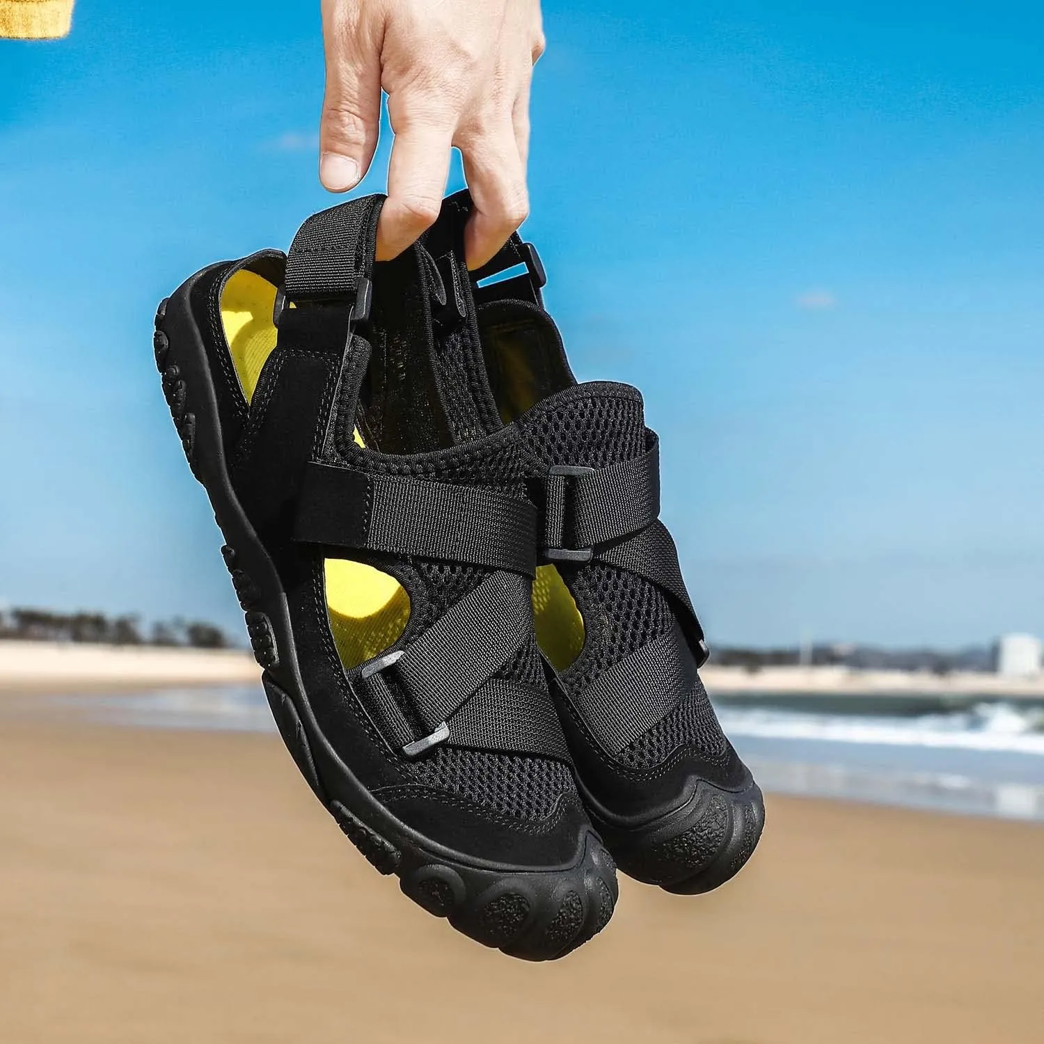 Eliogn Wading Shoes for Men Fashion Non-Slip Beach Sports Sandals Comfortable Outdoor Sports Hiking Camp Shoes Summer Lightweight Water Shoes
