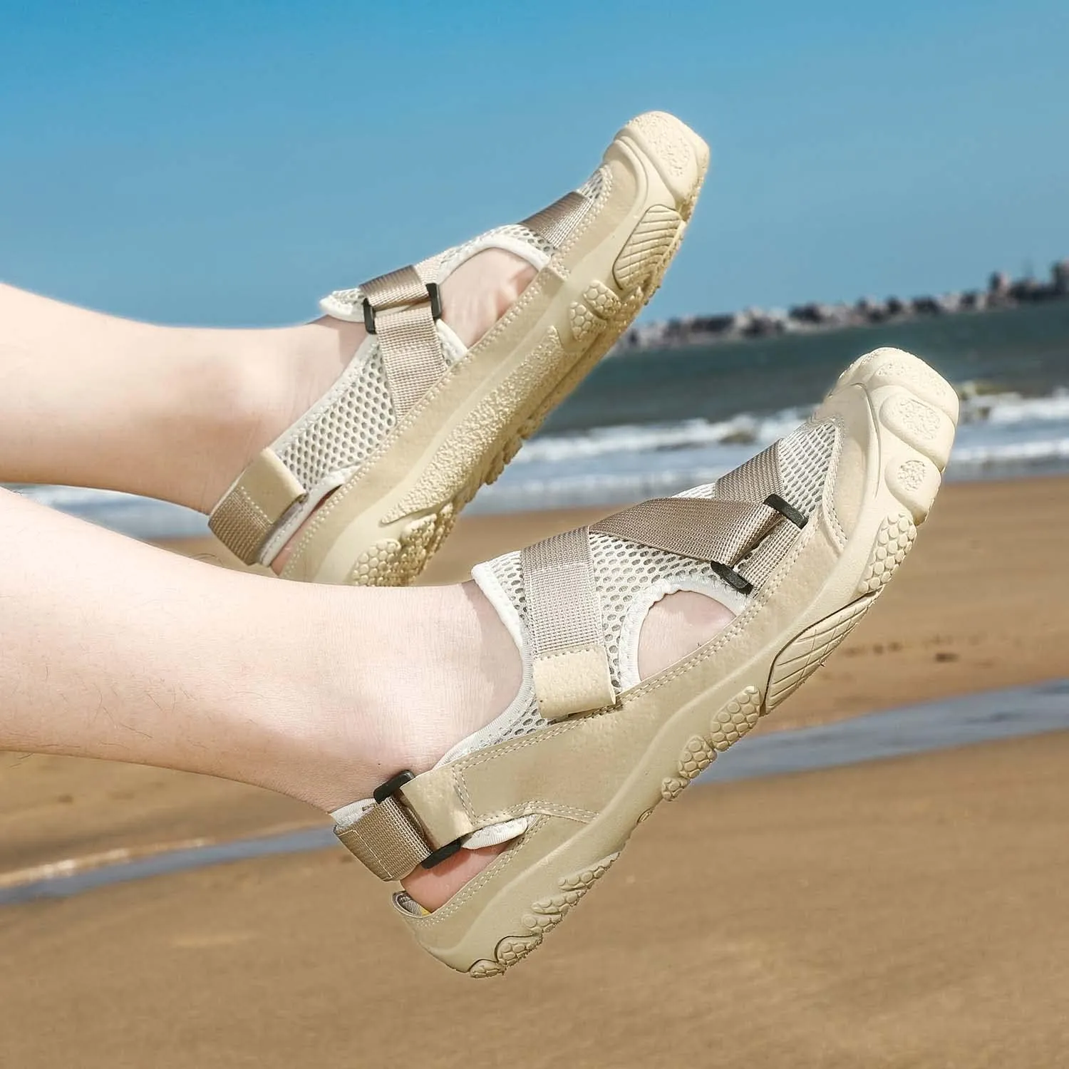 Eliogn Wading Shoes for Men Fashion Non-Slip Beach Sports Sandals Comfortable Outdoor Sports Hiking Camp Shoes Summer Lightweight Water Shoes