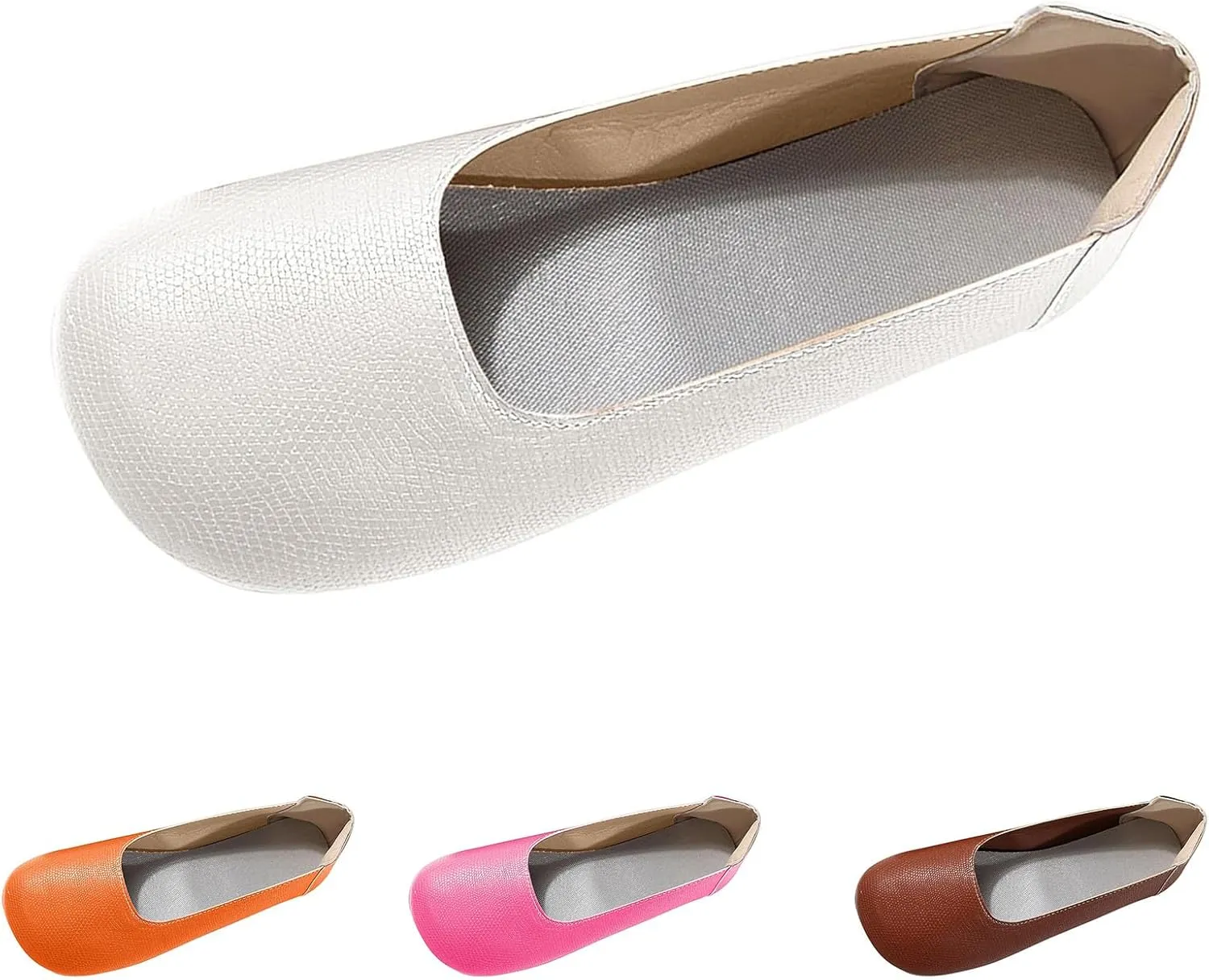 Flat Shoes for Women Round Toe Casual Loafers Comfortable Work Slip-on Shoe Lightweight Glove Ballet Flats Summer Dressy Non Slip Sandals Nurse Work Walking Sandals