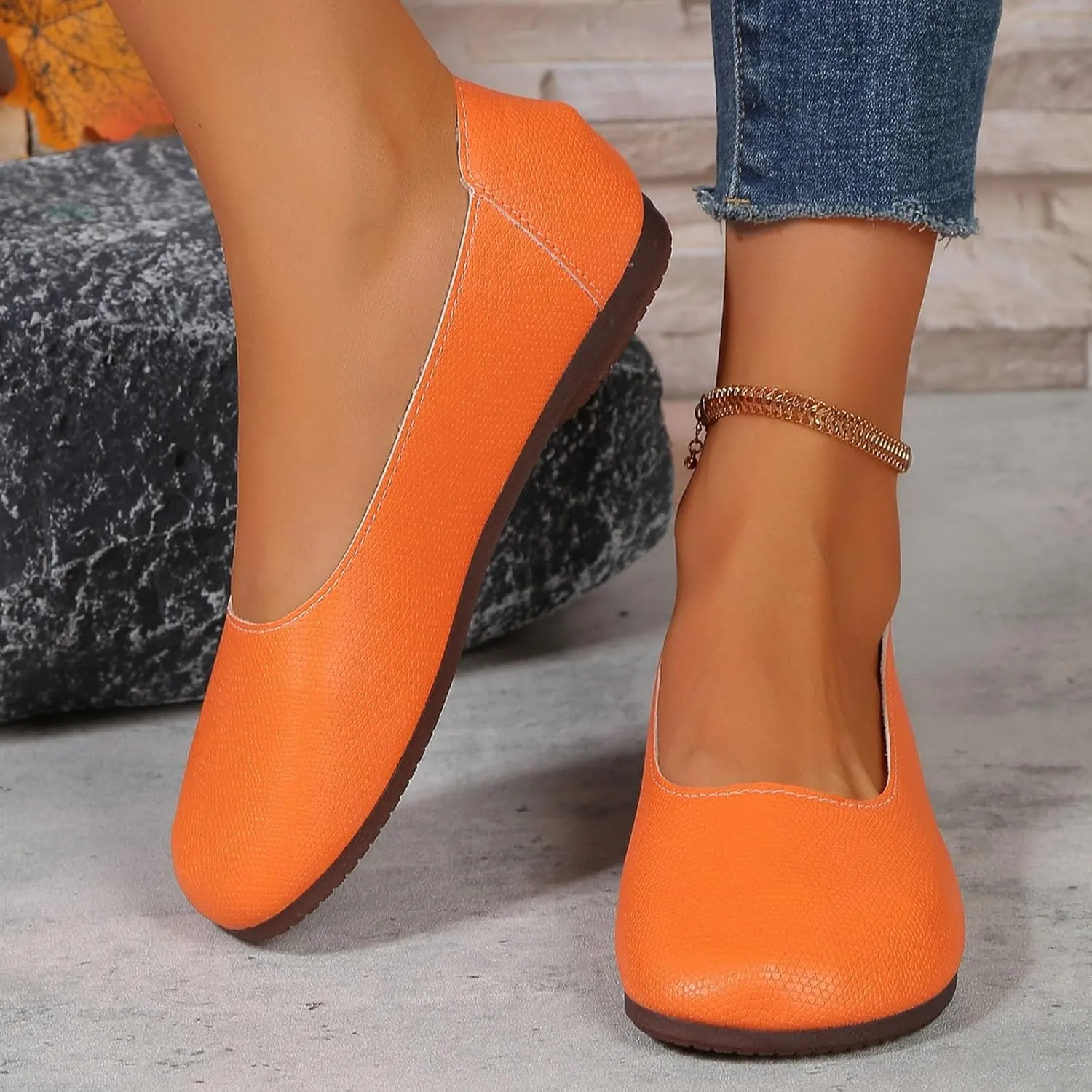 Flat Shoes for Women Round Toe Casual Loafers Comfortable Work Slip-on Shoe Lightweight Glove Ballet Flats Summer Dressy Non Slip Sandals Nurse Work Walking Sandals