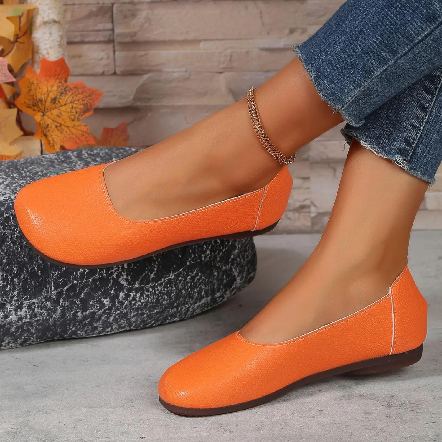 Flat Shoes for Women Round Toe Casual Loafers Comfortable Work Slip-on Shoe Lightweight Glove Ballet Flats Summer Dressy Non Slip Sandals Nurse Work Walking Sandals