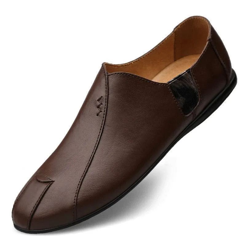 Genuine Leather Mens Casual Shoes Lazy Driving Shoes