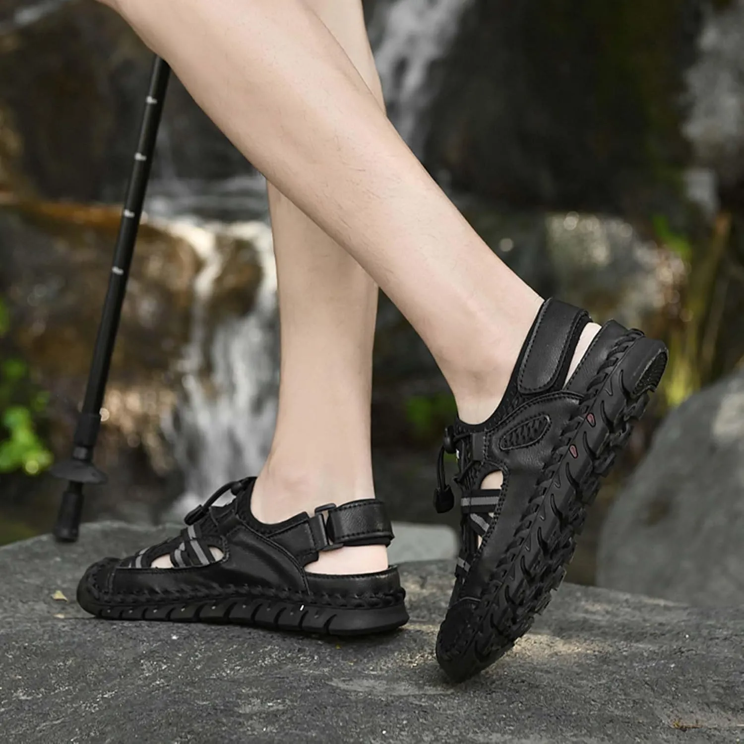 GeRRiT Mens Outdoor Casual Sandals Slippers Lightweight Anti-slip Sports Water Water Shoes Breathable Men's Sandals Fashion Hundred Sports Walking Shoes