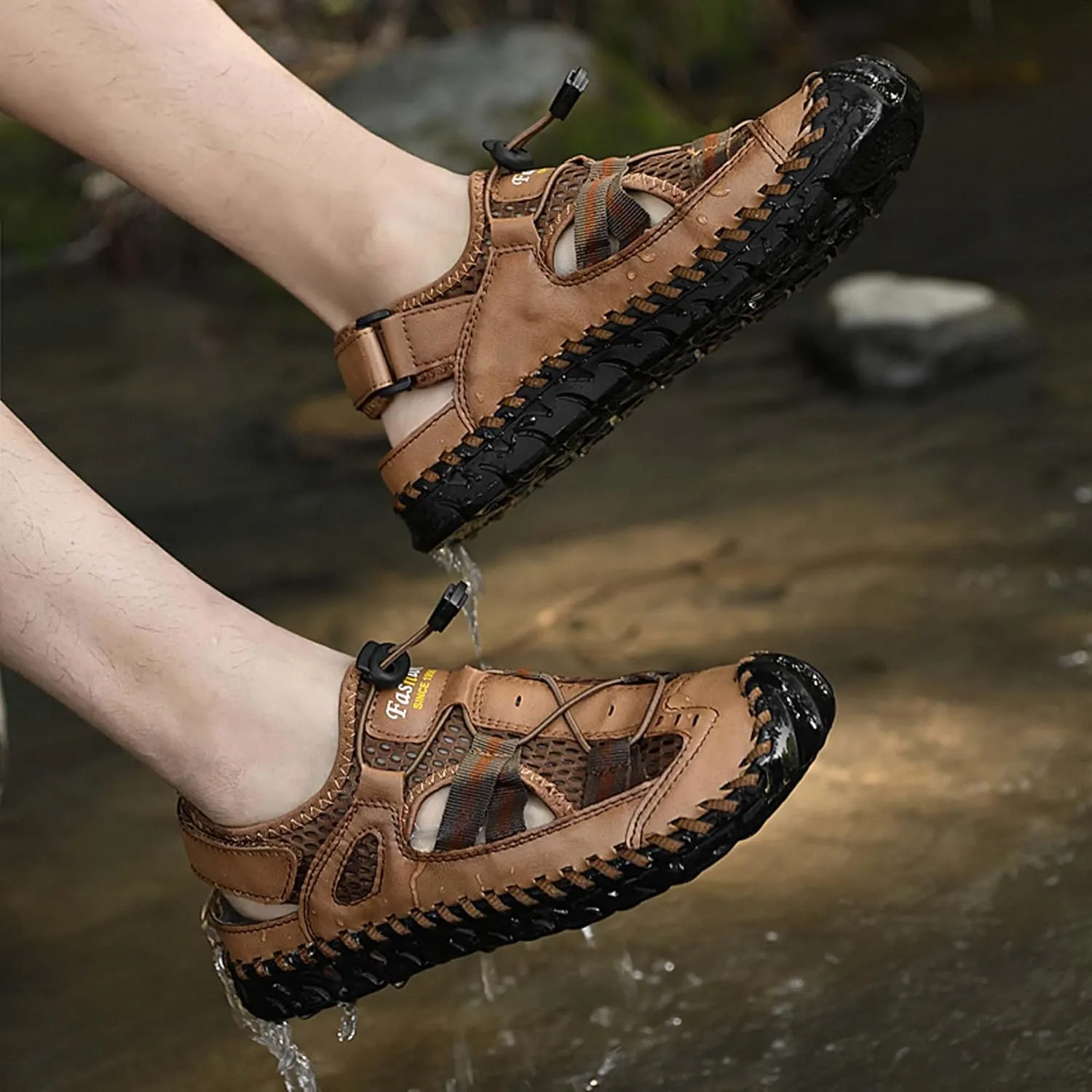 GeRRiT Mens Outdoor Casual Sandals Slippers Lightweight Anti-slip Sports Water Water Shoes Breathable Men's Sandals Fashion Hundred Sports Walking Shoes