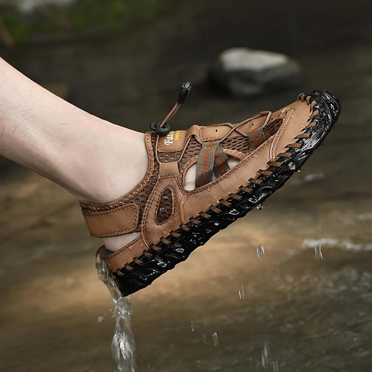 GeRRiT Mens Outdoor Casual Sandals Slippers Lightweight Anti-slip Sports Water Water Shoes Breathable Men's Sandals Fashion Hundred Sports Walking Shoes