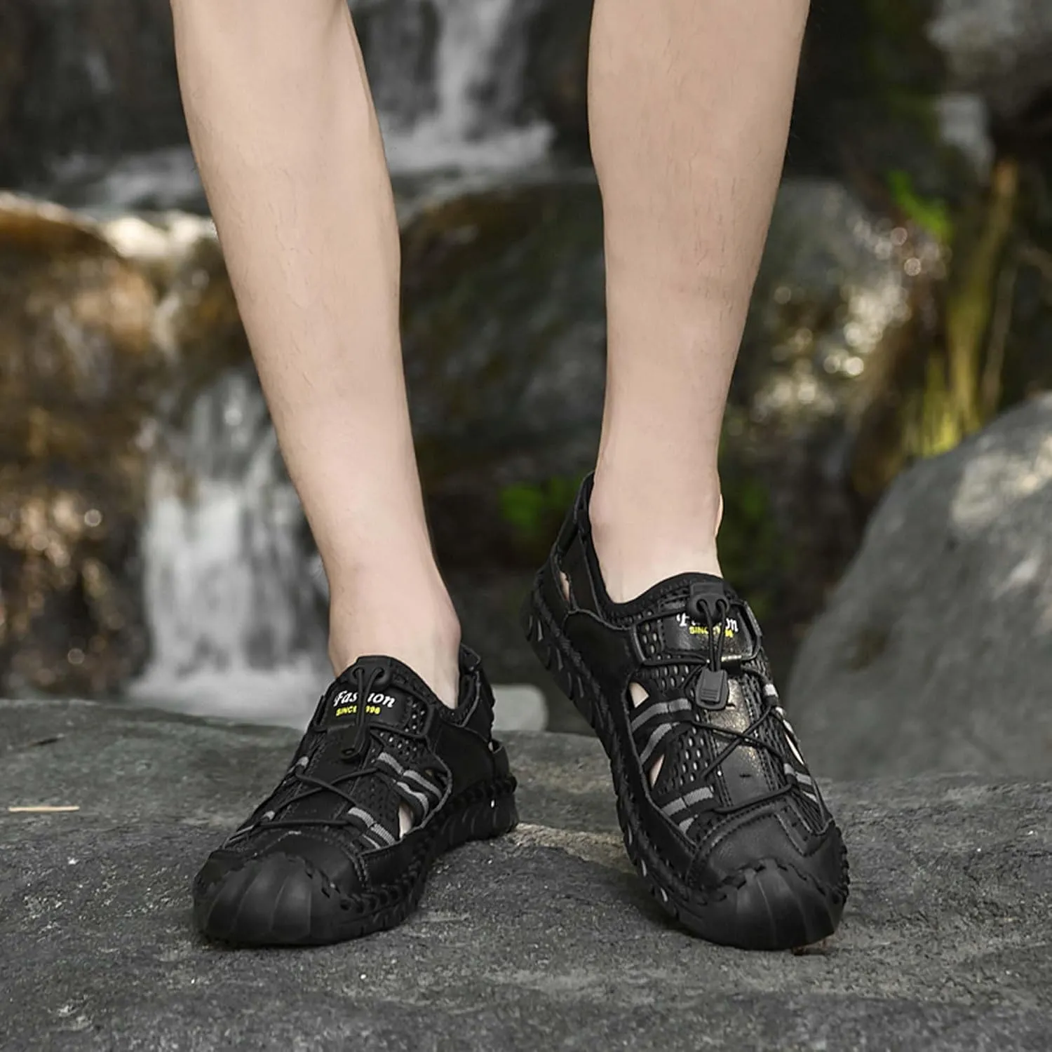 GeRRiT Mens Outdoor Casual Sandals Slippers Lightweight Anti-slip Sports Water Water Shoes Breathable Men's Sandals Fashion Hundred Sports Walking Shoes