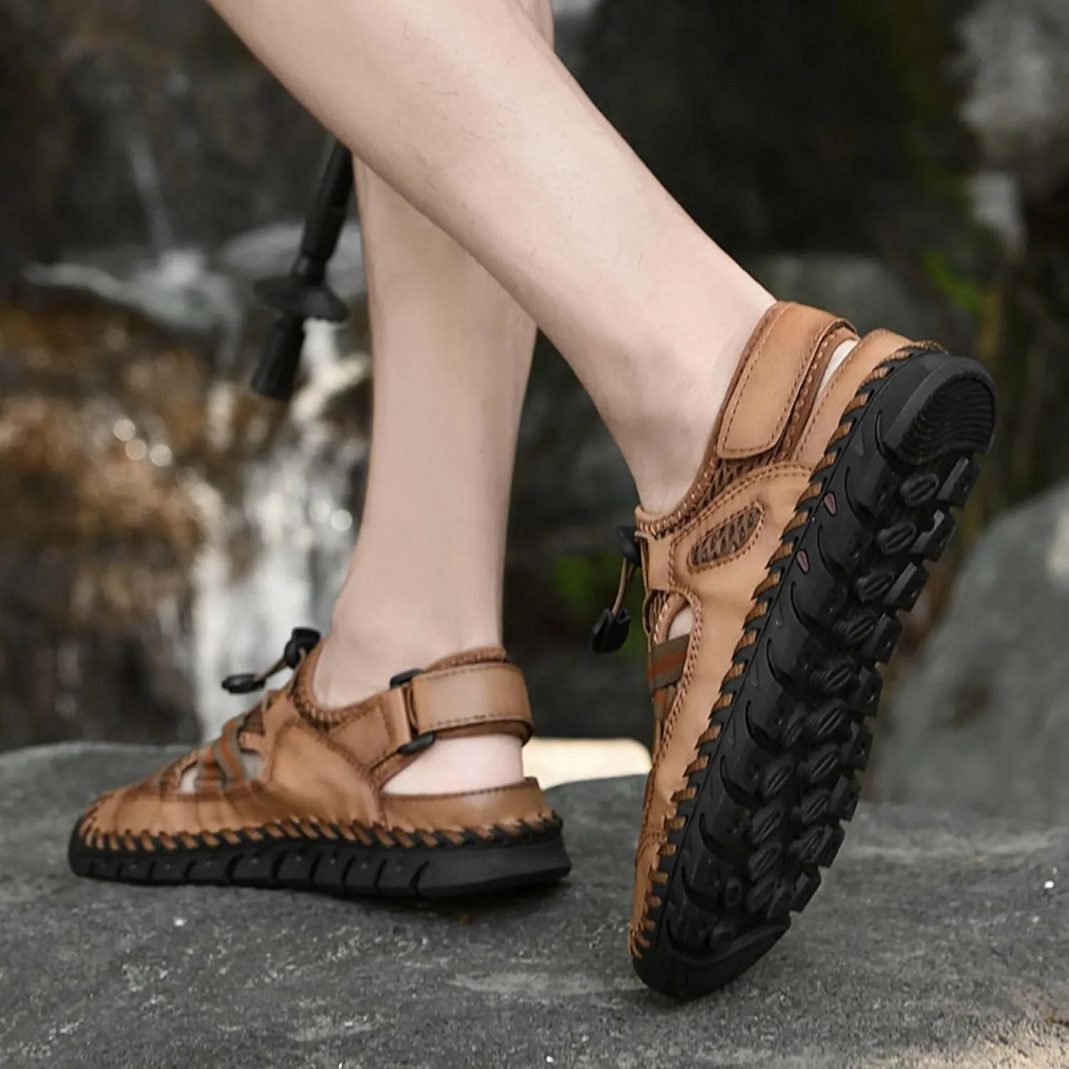 GeRRiT Mens Outdoor Casual Sandals Slippers Lightweight Anti-slip Sports Water Water Shoes Breathable Men's Sandals Fashion Hundred Sports Walking Shoes