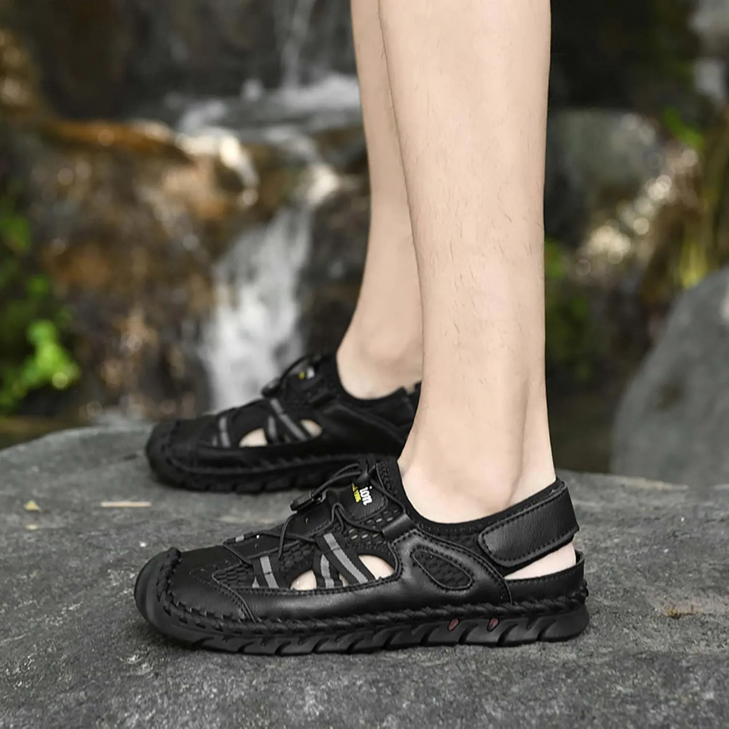 GeRRiT Mens Outdoor Casual Sandals Slippers Lightweight Anti-slip Sports Water Water Shoes Breathable Men's Sandals Fashion Hundred Sports Walking Shoes