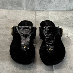 GIANI BERNINI Women's Black Rivver Memory-Foam Wedge Thong Sandals SZ 6