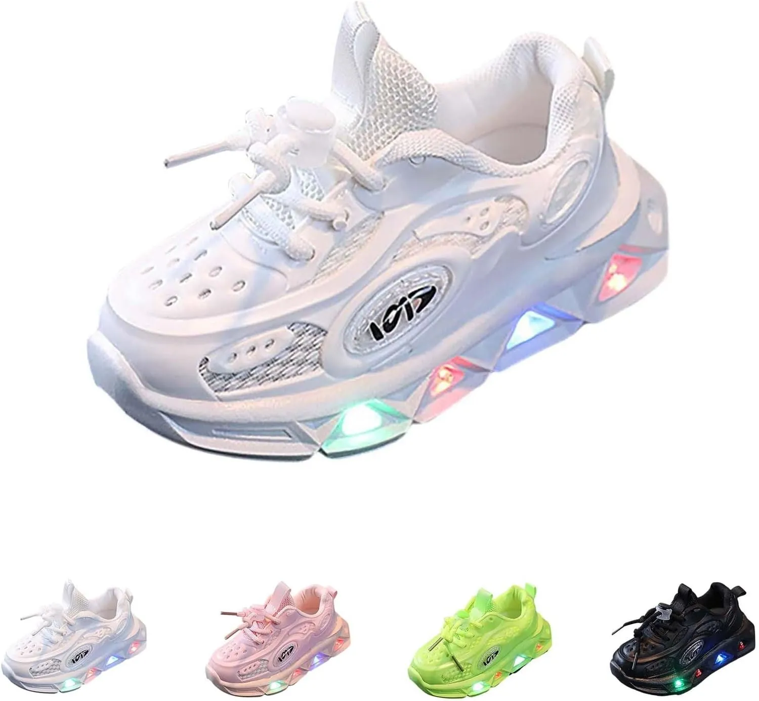 Girls Light Up Shoes Lac Up Non-Slip Luminous Shoes Low Top Mesh Lightweight Casual Sneaker Led Casual Shoes
