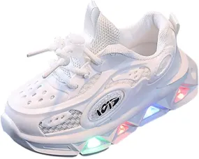 Girls Light Up Shoes Lac Up Non-Slip Luminous Shoes Low Top Mesh Lightweight Casual Sneaker Led Casual Shoes