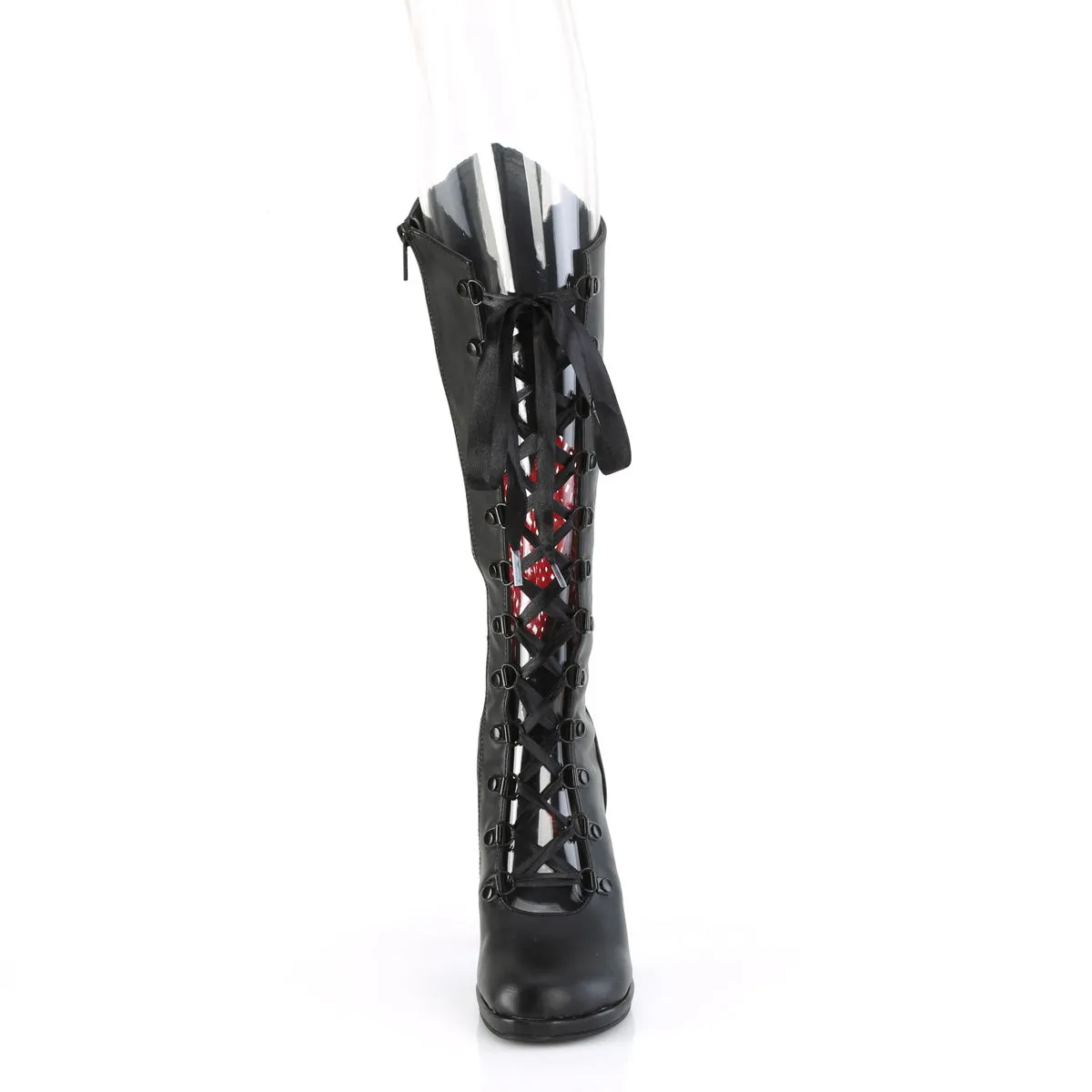 GLAM-243 DemoniaCult Black Vegan Leather Sexy Women's Mid-Calf & Knee High Boots (Alternative Footwear)
