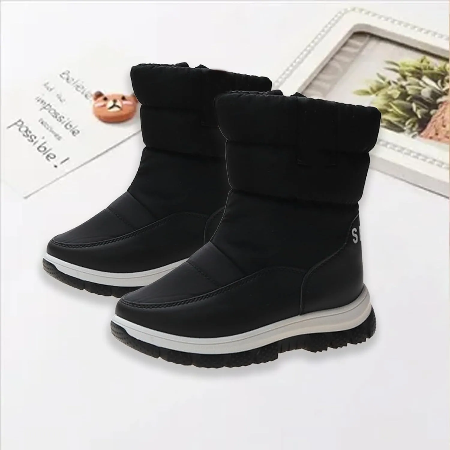 Kids aterproof Snow Boots Girls Boys Insulated Warm Fleece Lined Winter Mid Calf Thickened Shoes for Outdoor