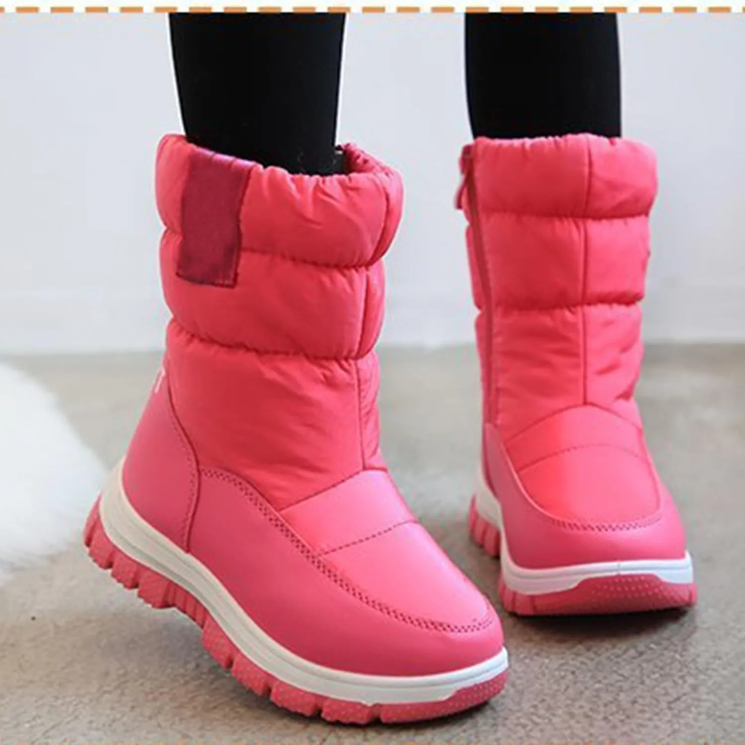 Kids Snow Boots Thick Cotton Booties Shoes Boys Girls Chunky Sole Outdoor Ski Boots Winter Fashion Warm Comfy Shoes