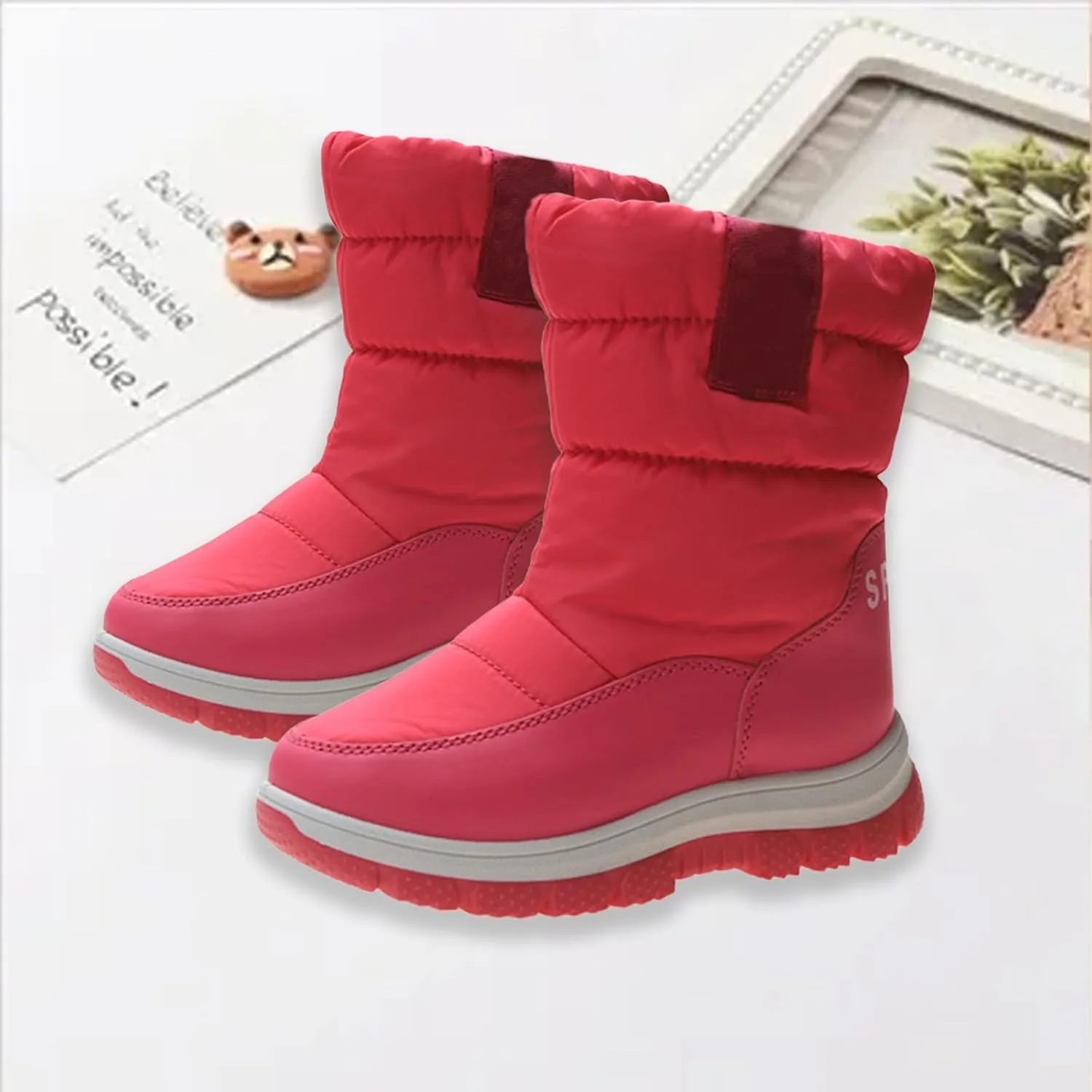 Kids Snow Boots Thick Cotton Booties Shoes Boys Girls Chunky Sole Outdoor Ski Boots Winter Fashion Warm Comfy Shoes
