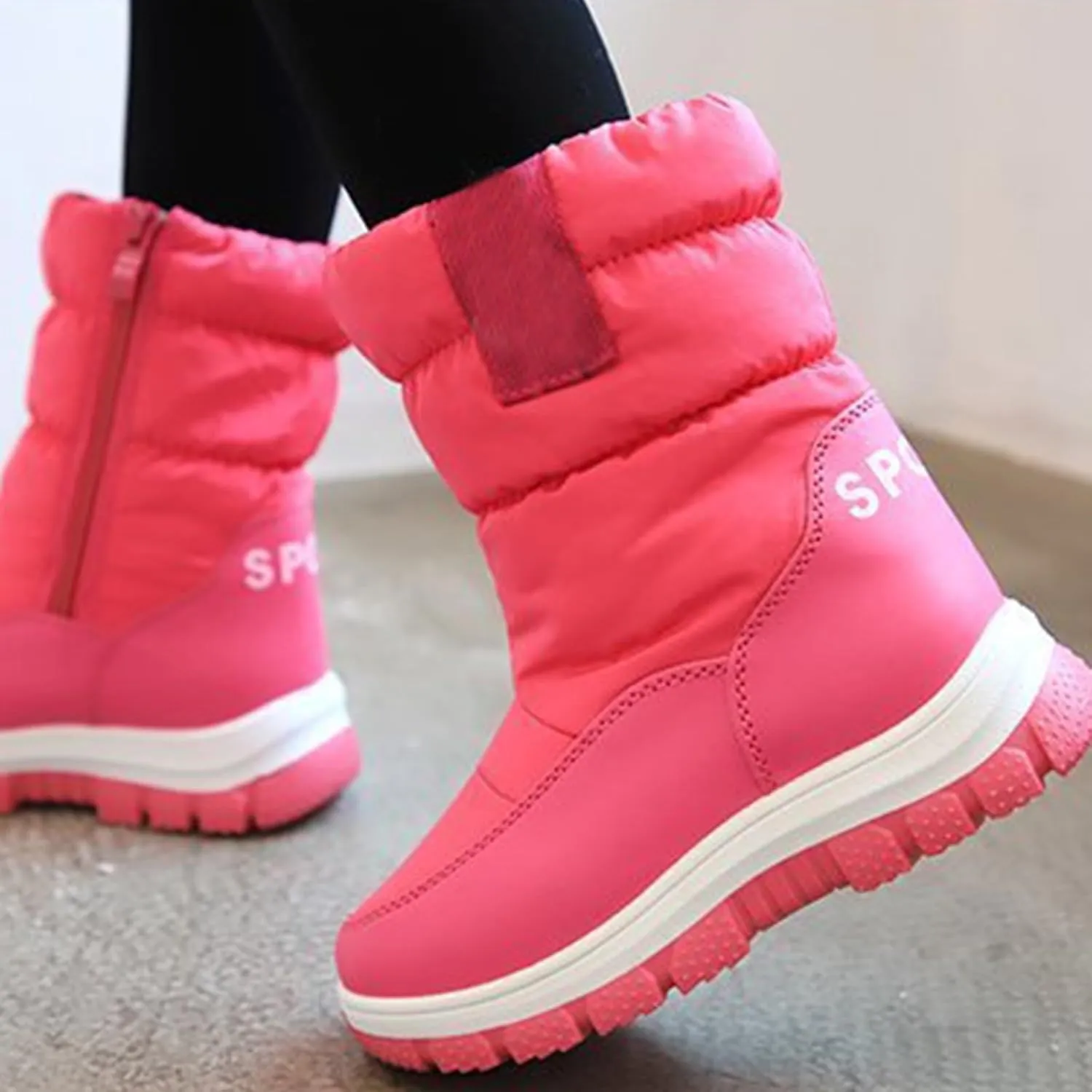 Kids Snow Boots Thick Cotton Booties Shoes Boys Girls Chunky Sole Outdoor Ski Boots Winter Fashion Warm Comfy Shoes