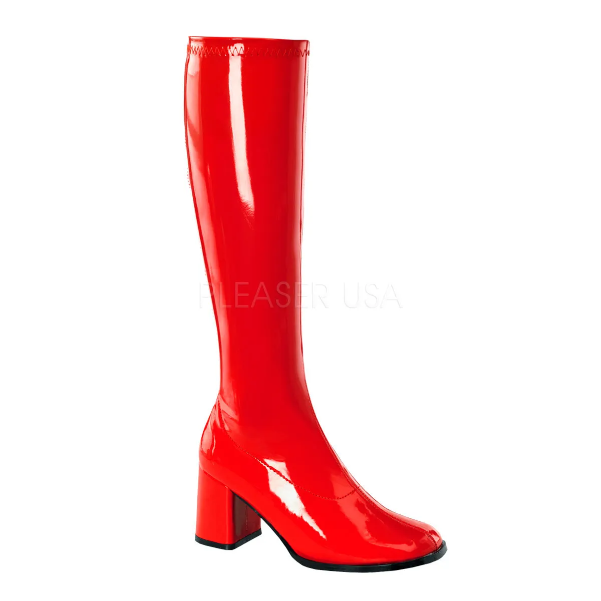 Knee High Boots 3-inch Heel Red, White or Blue GoGo-300-USA