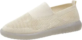 Ladies Fashion Solid Color Mesh Breathable Comfortable Flat Casual Shoes Casual Shoes for Men Suede (Beige, 8.5)