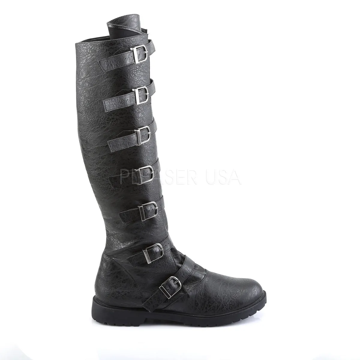 Men's 7-Buckle Knee High Boots Brown or Black GOTHAM-110