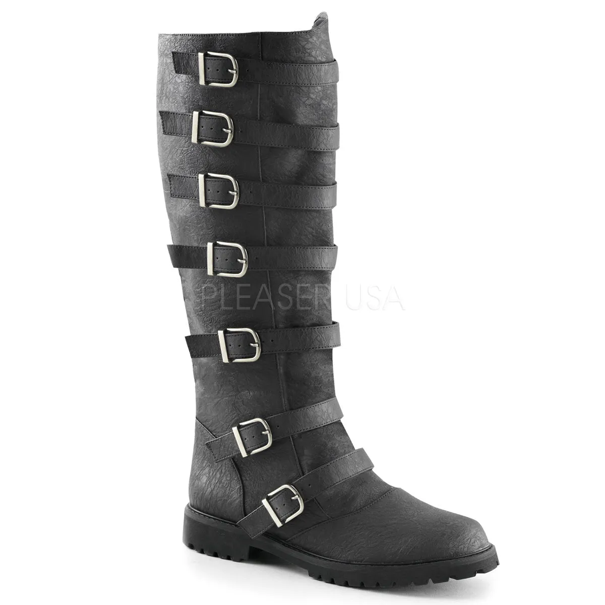 Men's 7-Buckle Knee High Boots Brown or Black GOTHAM-110
