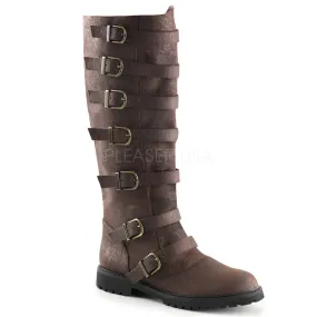 Men's 7-Buckle Knee High Boots Brown or Black GOTHAM-110