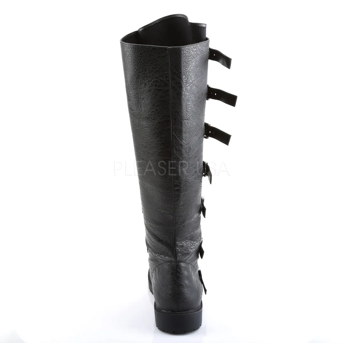 Men's 7-Buckle Knee High Boots Brown or Black GOTHAM-110